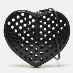 Alaia Black Leather Le Coeur Shoulder Bag