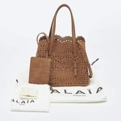 Pre Owned حقيبة يد علايا لو مينا سويدي بني بقاعدة ليزر ٢٥