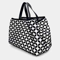 Pre Owned Alaia Black White Fabric Knit Tote Bag