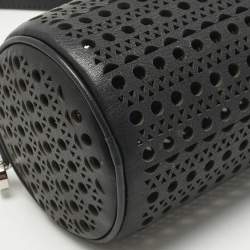 Pre Owned Alaia Black Perforated Leather Tube Shoulder Bag
