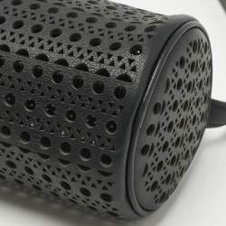 Pre Owned Alaia Black Perforated Leather Tube Shoulder Bag