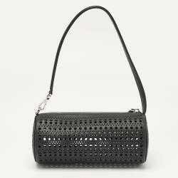 Pre Owned Alaia Black Perforated Leather Tube Shoulder Bag