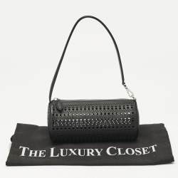 Pre Owned Alaia Black Perforated Leather Tube Shoulder Bag