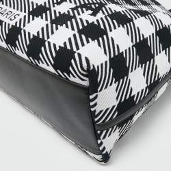 Pre Owned Alaïa Black/White Checkered Logo Jacquard Knit Fabric Large Tote