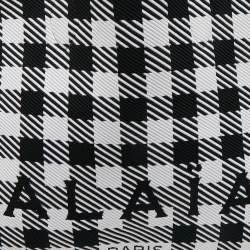 Pre Owned Alaïa Black/White Checkered Logo Jacquard Knit Fabric Large Tote