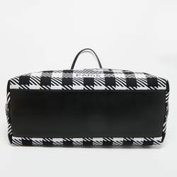 Pre Owned Alaïa Black/White Checkered Logo Jacquard Knit Fabric Large Tote