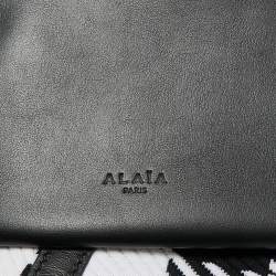 Pre Owned Alaïa Black/White Checkered Logo Jacquard Knit Fabric Large Tote