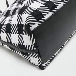 Pre Owned Alaïa Black/White Checkered Logo Jacquard Knit Fabric Large Tote