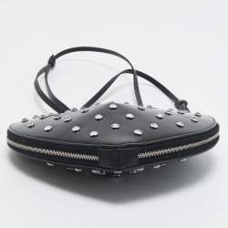 Pre Owned Alaia Black Patent Leather Le Coeur Crystals Crossbody bag