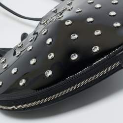 Pre Owned Alaia Black Patent Leather Le Coeur Crystals Crossbody bag