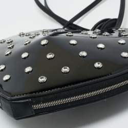 Pre Owned Alaia Black Patent Leather Le Coeur Crystals Crossbody bag