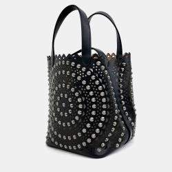 Pre Owned Alaia Black Leather Laser Cut Bucket Bag