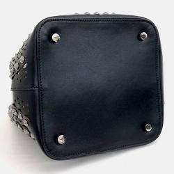 Pre Owned Alaia Black Leather Laser Cut Bucket Bag