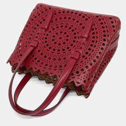 Pre Owned Alaia Red Leather Laser Cut Mina Bag