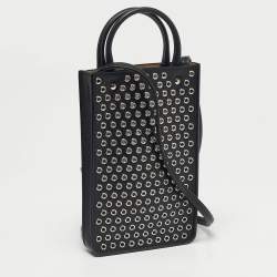 Pre Owned Alaia Black Leather Eyelet Embellished Phone Crossbody Bag
