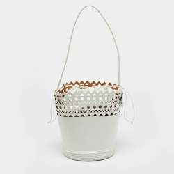 Pre Owned Alaia White Leather 1992 Edition Vienne Bucket Bag