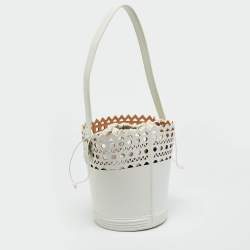 Pre Owned Alaia White Leather 1992 Edition Vienne Bucket Bag