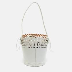 Pre Owned Alaia White Leather 1992 Edition Vienne Bucket Bag