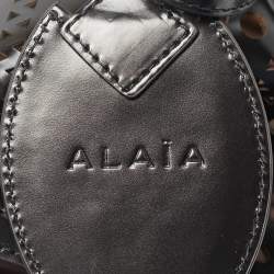 Pre Owned Alaia Black Laser Cut Leather Small Rose Marie Bucket Bag