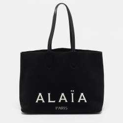 مملوكة مسبقًا حقيبة يد توتس علايا قماش أسود محبوك بشعار