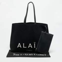 مملوكة مسبقًا حقيبة يد توتس علايا قماش أسود محبوك بشعار