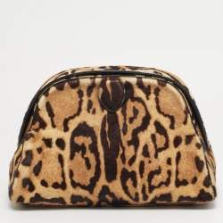 ممل�وكة مسبقًا Alaia Brown Leopard Print Calf Hair Frame Pouch