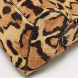 مملوكة مسبقًا Alaia Brown Leopard Print Calf Hair Frame Pouch