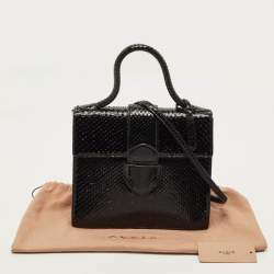 Pre Owned Alaia Leonie Black Python Top Handle Bag