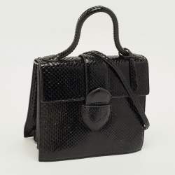 Pre Owned Alaia Leonie Black Python Top Handle Bag