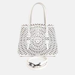 Pre Owned حقيبة علايا Mina جلد قصة ليزر بيضاء