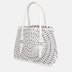 Pre Owned حقيبة علايا Mina جلد قصة ليزر بيضاء