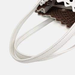 Pre Owned حقيبة علايا Mina جلد قصة ليزر بيضاء