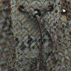 مملوكة مسبقًا Alaia Rose Marie Small Grey/Light Blue Python Bucket Bag