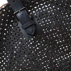 Pre Owned  Alaia Black Leather Rose Marie Bucket Bag