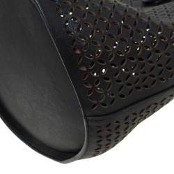 Pre Owned  Alaia Black Leather Rose Marie Bucket Bag