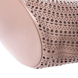 Pre Owned Alaia Pink Leather Laser Cut Mina Shopper Tote