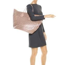 Pre Owned Alaia Pink Leather Laser Cut Mina Shopper Tote
