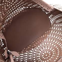 Pre Owned Alaia Pink Leather Laser Cut Mina Shopper Tote