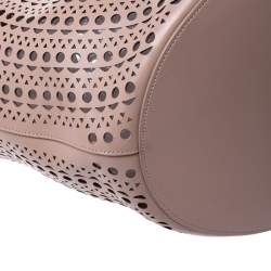 Pre Owned Alaia Pink Leather Laser Cut Mina Shopper Tote