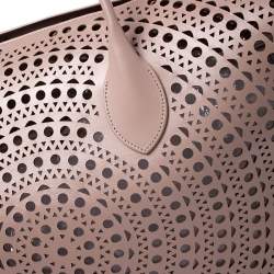 Pre Owned Alaia Pink Leather Laser Cut Mina Shopper Tote