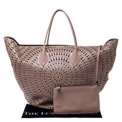 Pre Owned Alaia Pink Leather Laser Cut Mina Shopper Tote