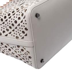 Pre Owned Alaia Grey Laser Cut Leather Mina Vienne Tote