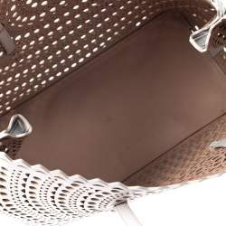 Pre Owned Alaia Grey Laser Cut Leather Mina Vienne Tote