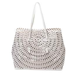 Pre Owned Alaia Grey Laser Cut Leather Mina Vienne Tote