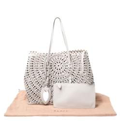 Pre Owned Alaia Grey Laser Cut Leather Mina Vienne Tote