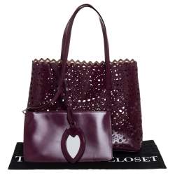 Alaia Plum Leather Mina 32 Tote