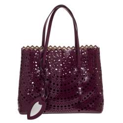 Alaia Plum Leather Mina 32 Tote
