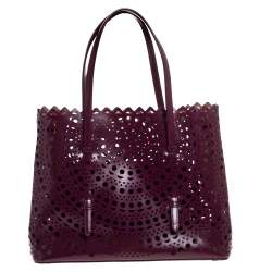 Alaia Plum Leather Mina 32 Tote
