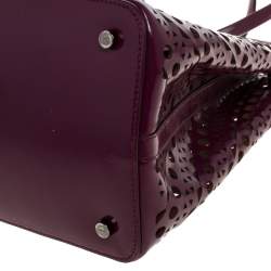Alaia Plum Leather Mina 32 Tote