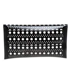 Pre Owned Alaia Black Lasercut Leather Envelope Clutch